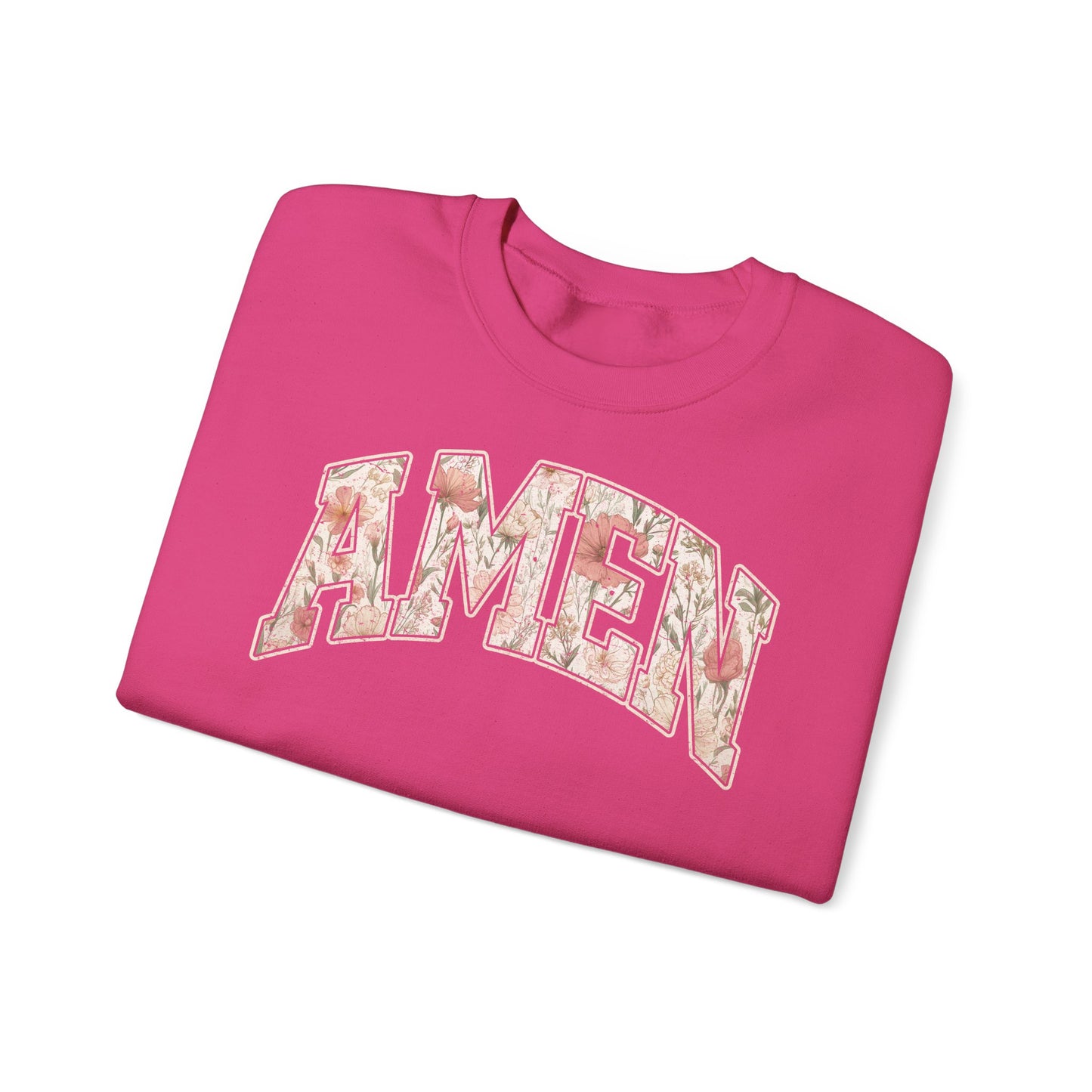 Floral 'AMEN' Crewneck Sweatshirt — Vintage Script Christian Prayer Pullover