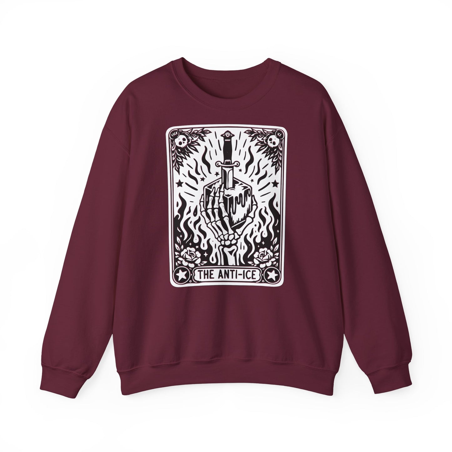 The Anti-Ice tarot dagger illustration Sweatshirt | Occult skeleton art
