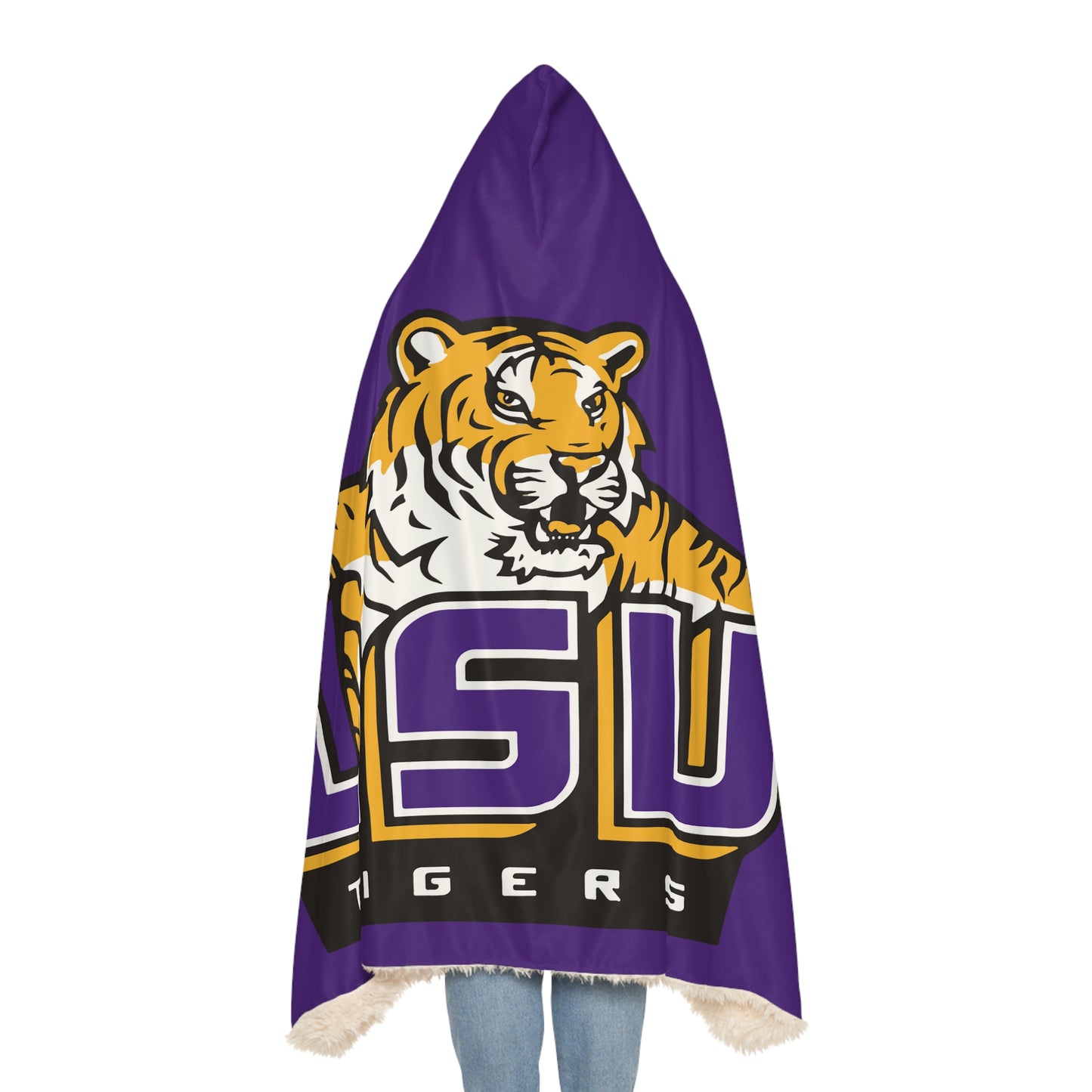 LSU Tigers Hooded Blanket | College Team Throw, Purple Tiger Logo