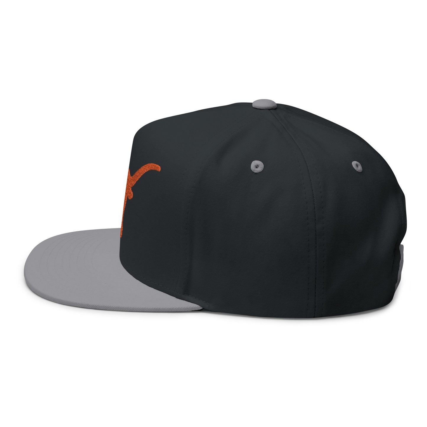 Longhorn Skull Orange Embroidered Flat Bill Cap | Snapback Hat