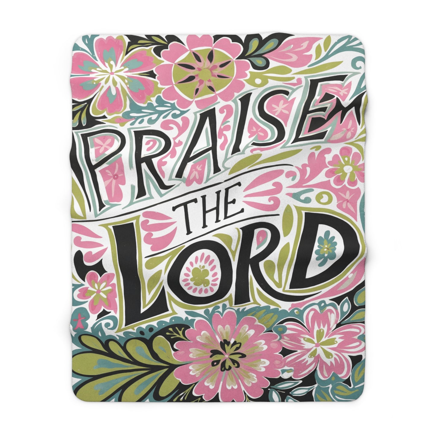 Praise The Lord Sherpa Blanket | Floral Script, Religious Throw