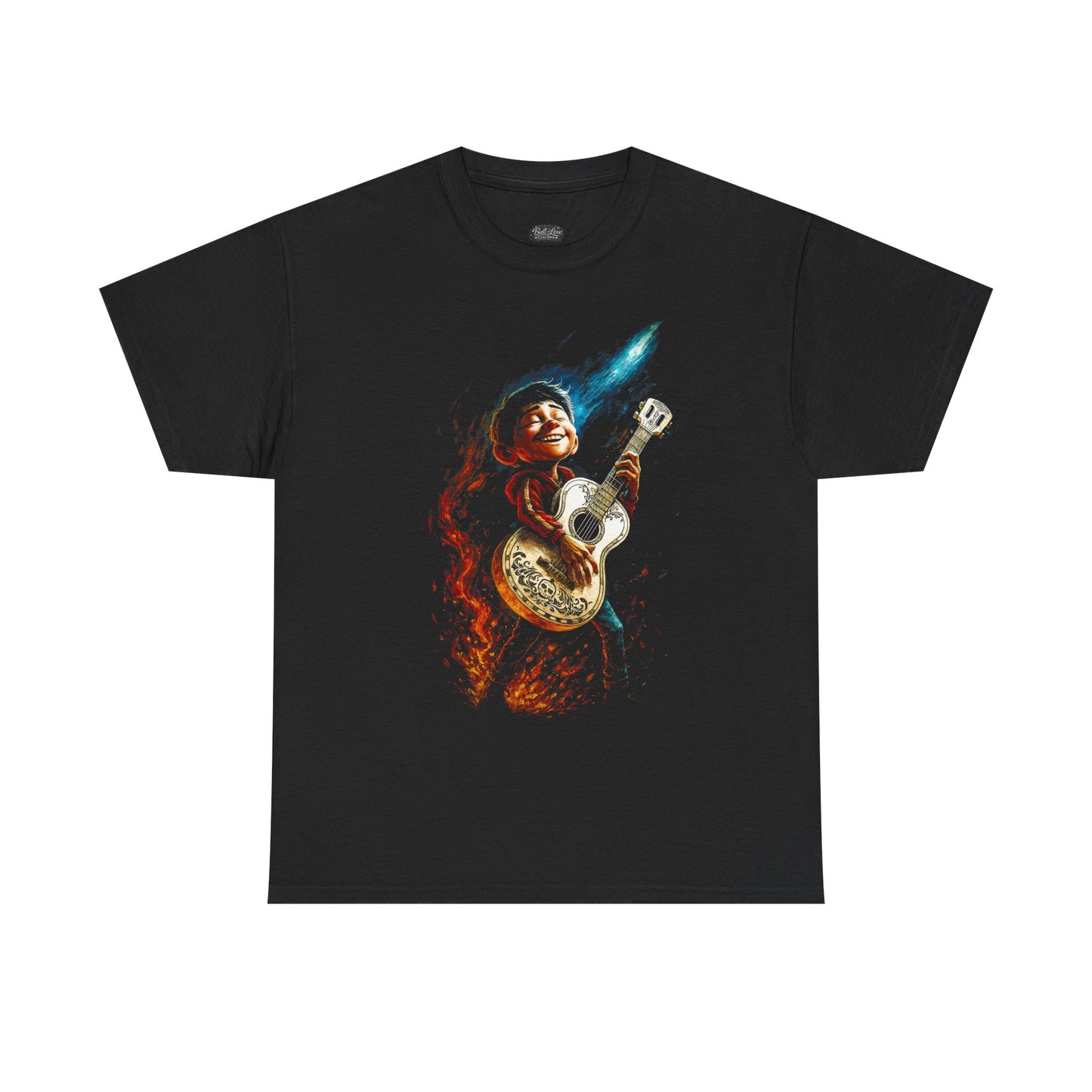 Flaming Skull Guitarist Tee | Rock Music Guitar Player Shirt