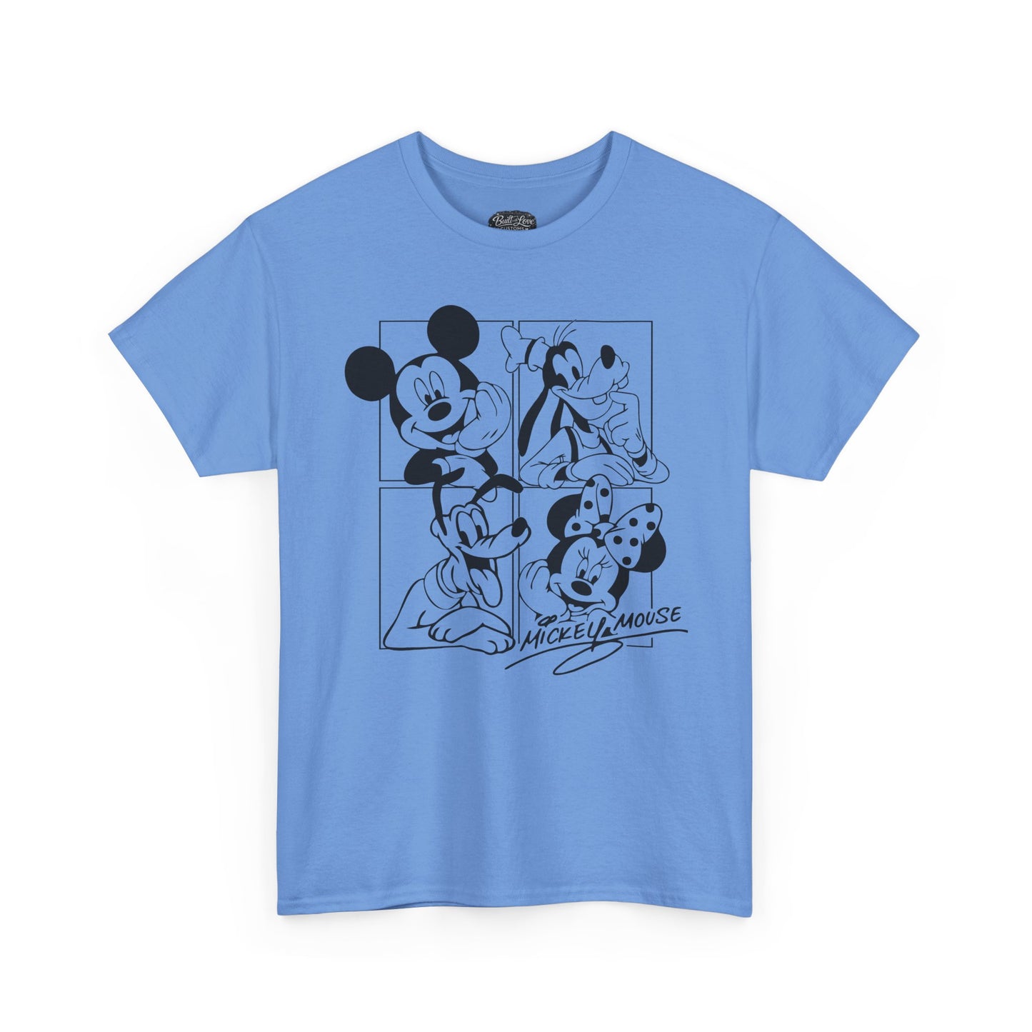 Classic Cartoon Characters T-Shirt | Black Line Art Tee