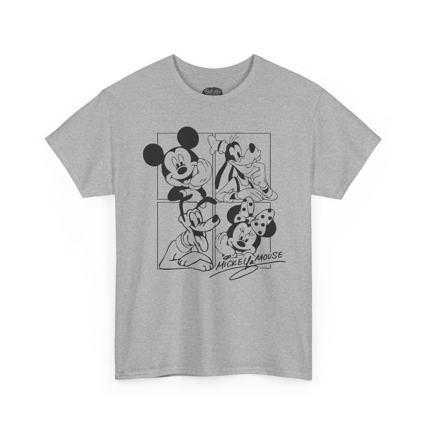 Classic Cartoon Characters T-Shirt | Black Line Art Tee
