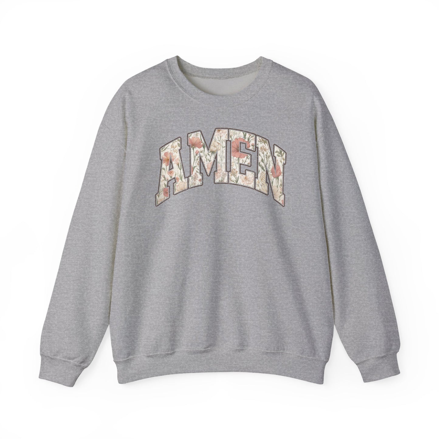 Amen Floral Crewneck Sweatshirt — Women's Spiritual Floral Graphic Sweatshirt