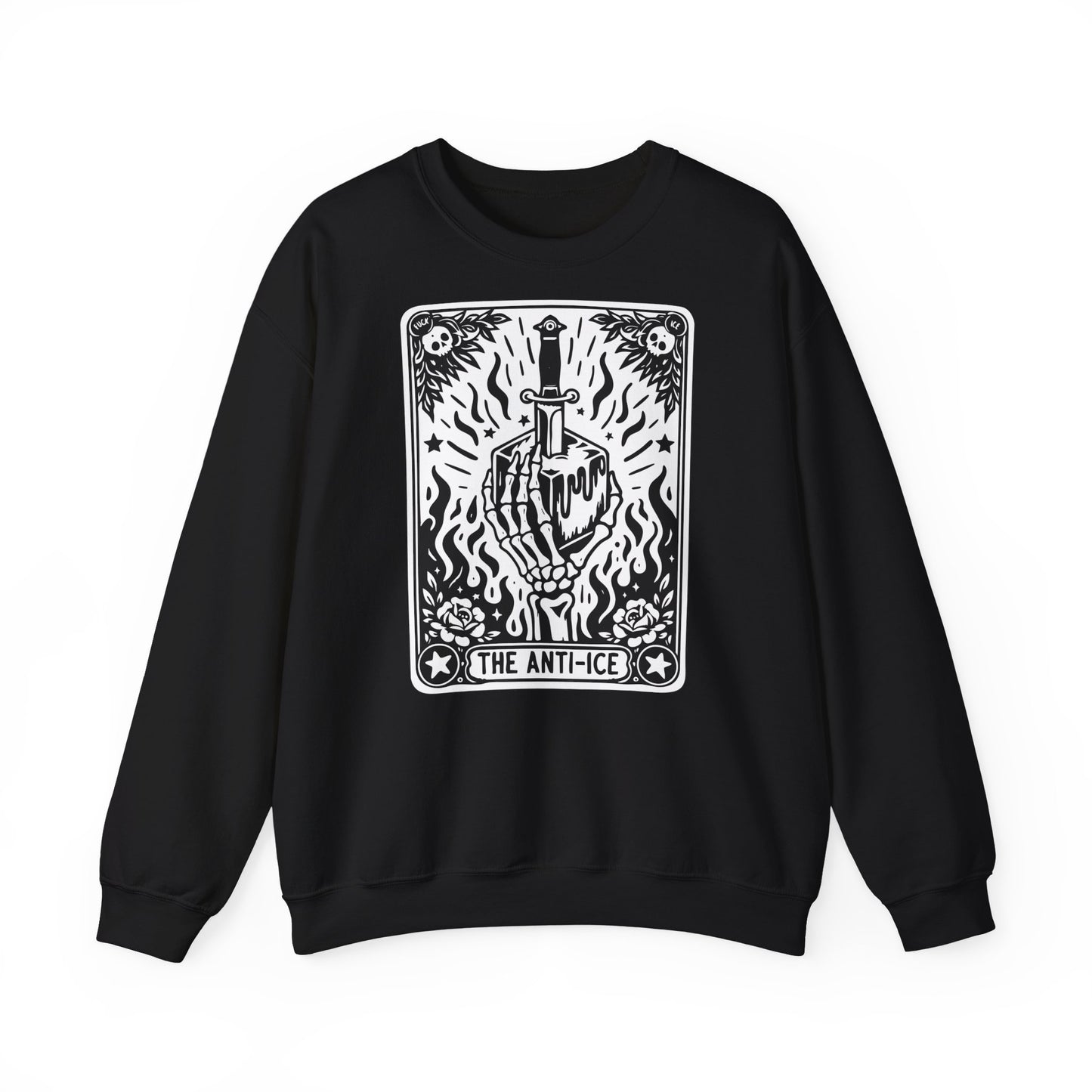 The Anti-Ice tarot dagger illustration Sweatshirt | Occult skeleton art