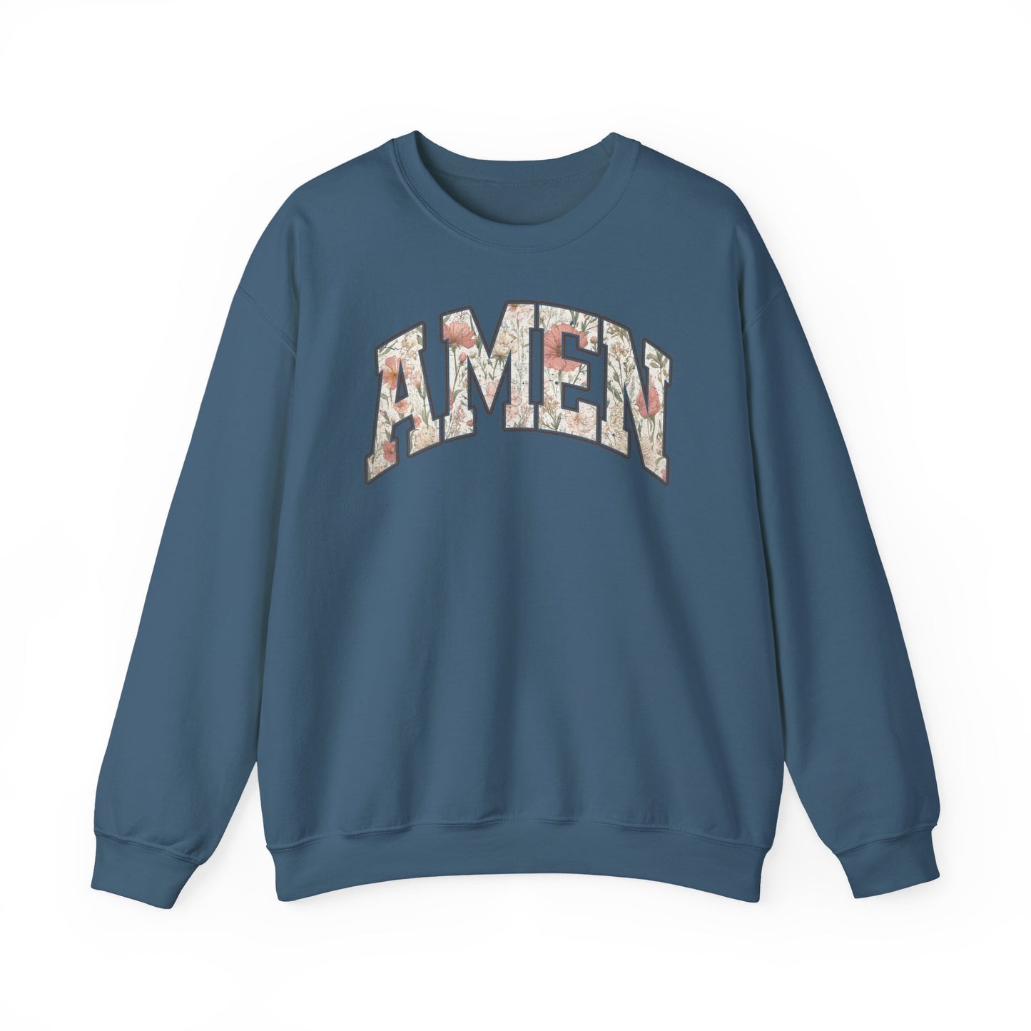 Amen Floral Crewneck Sweatshirt — Women's Spiritual Floral Graphic Sweatshirt