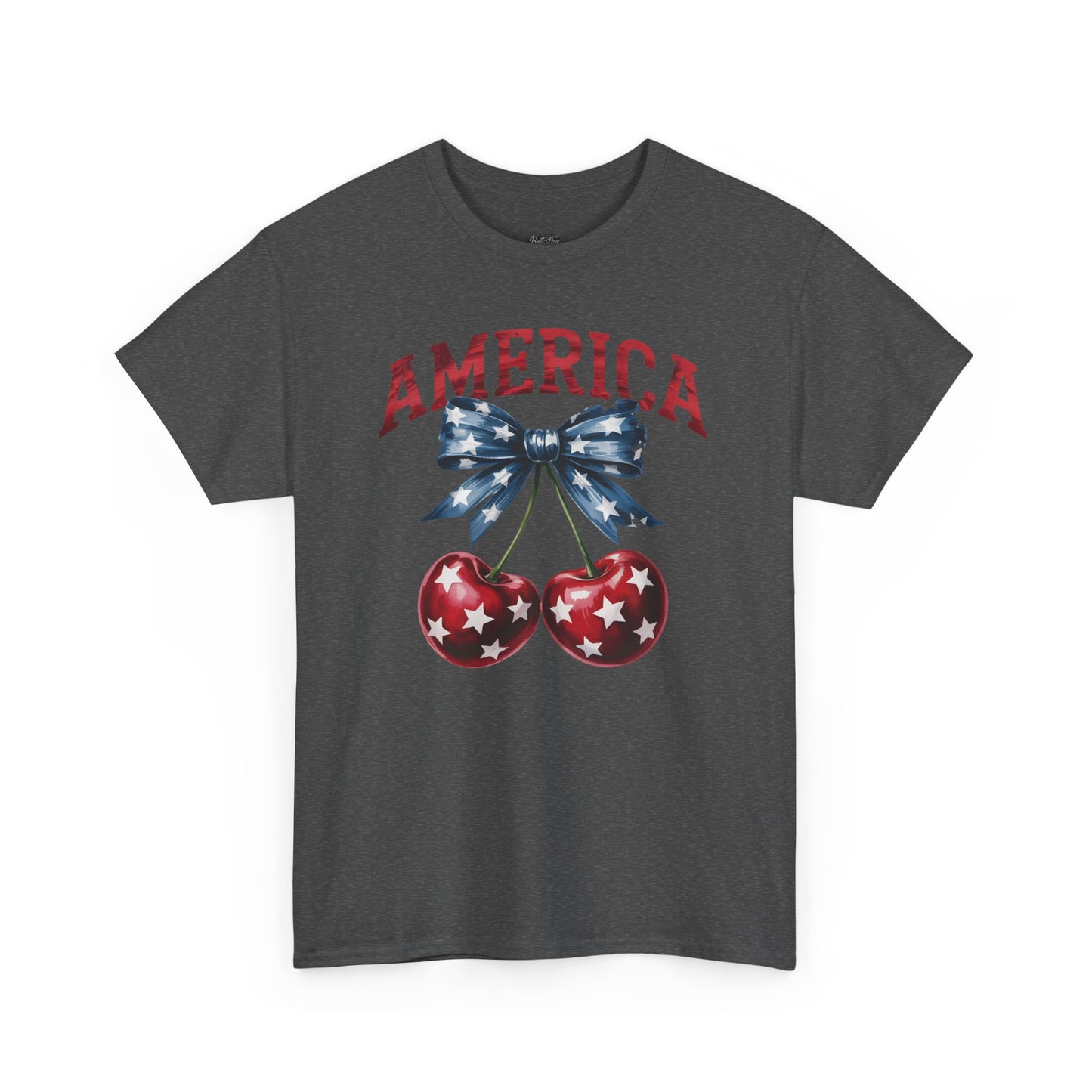 America Cherry Graphic Tee — Patriotic 4th of July Shirt