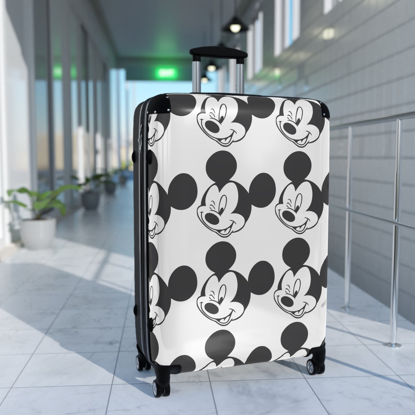 Retro Mickey Mouse Pattern Suitcase | Cartoon Travel Luggage