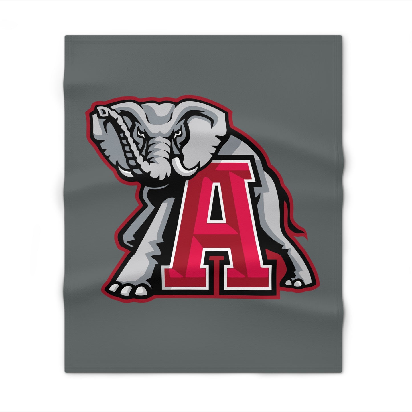 Elephant Mascot A Throw Blanket | Grey Red College Team Logo