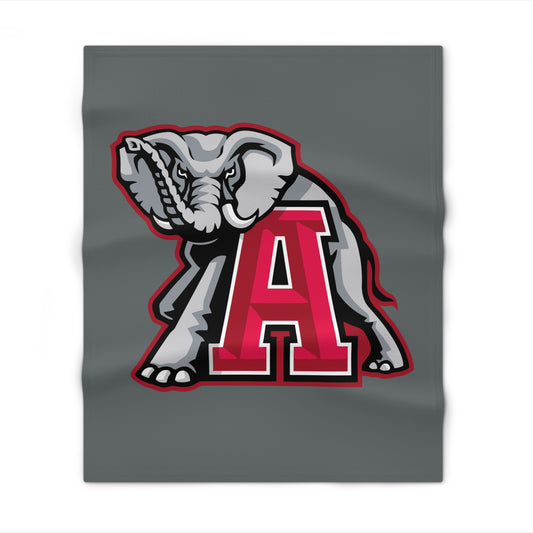 Elephant Mascot A Throw Blanket | Grey Red College Team Logo