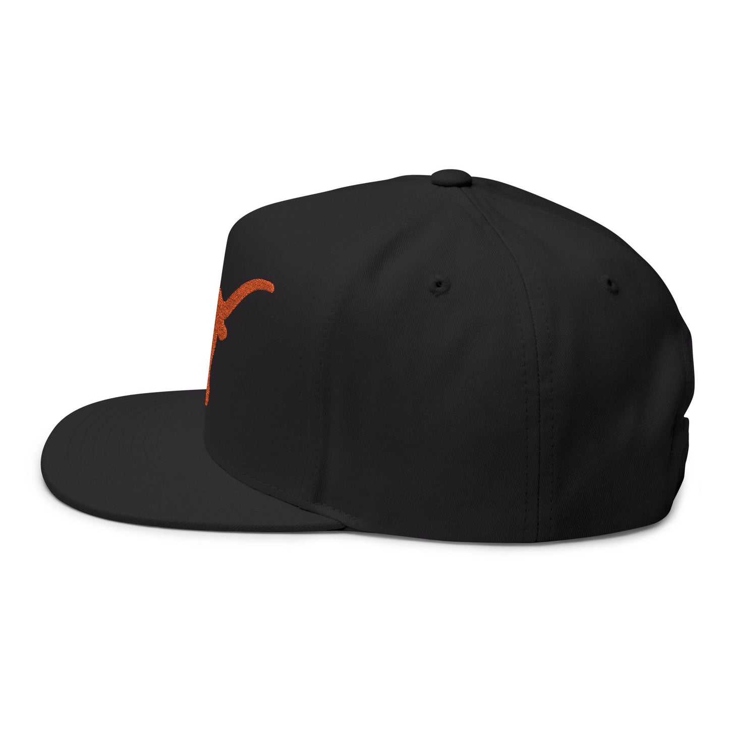 Longhorn Skull Orange Embroidered Flat Bill Cap | Snapback Hat