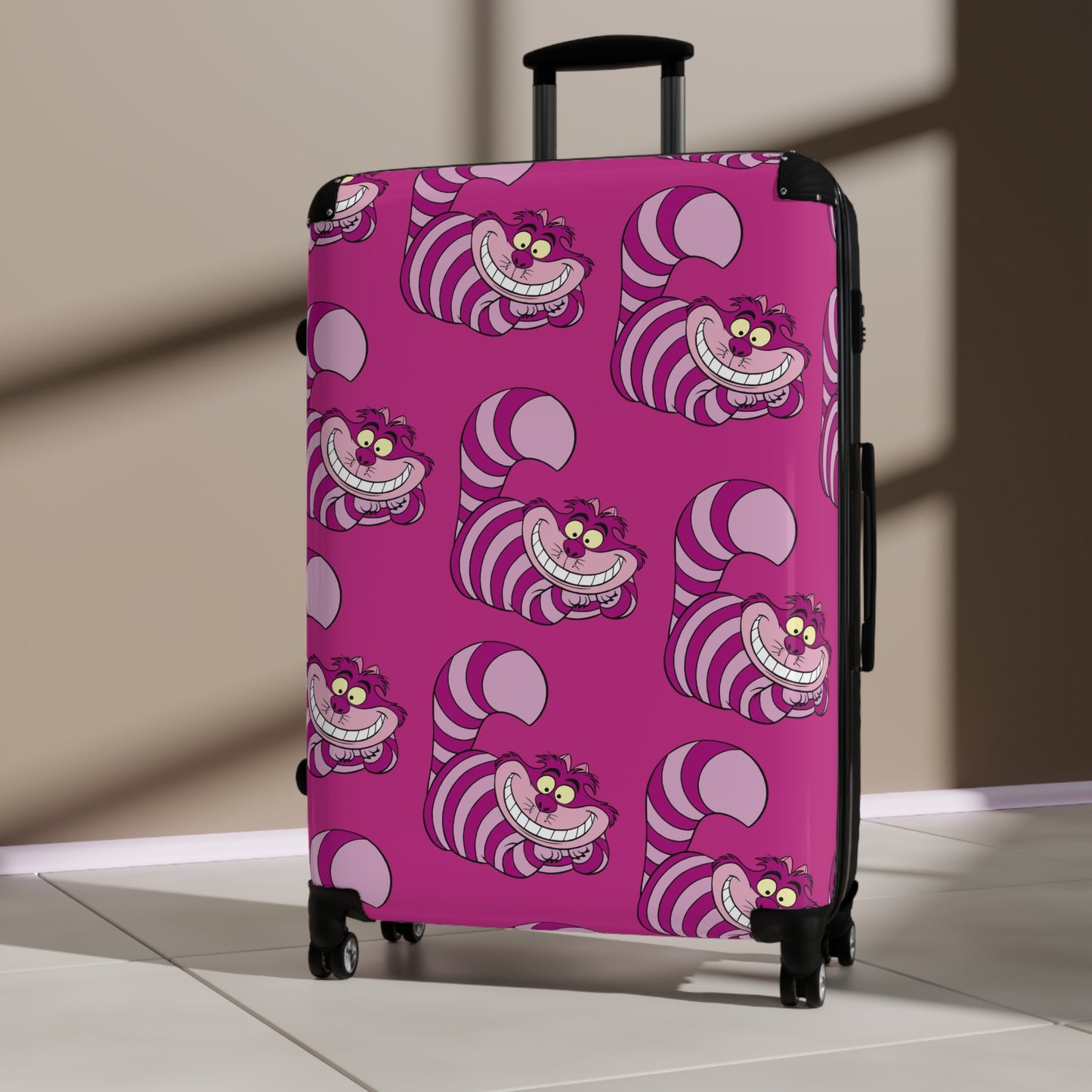 Cheshire Cat Pattern Suitcase | Pink Travel Luggage