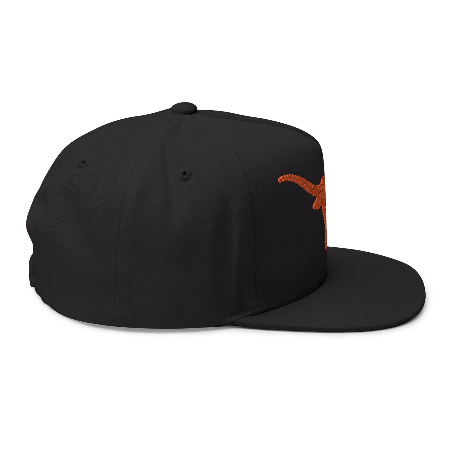 Longhorn Skull Orange Embroidered Flat Bill Cap | Snapback Hat