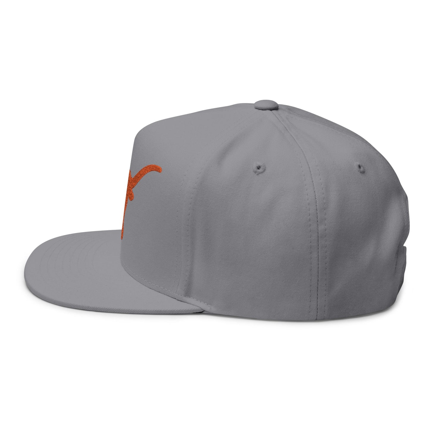 Longhorn Skull Orange Embroidered Flat Bill Cap | Snapback Hat