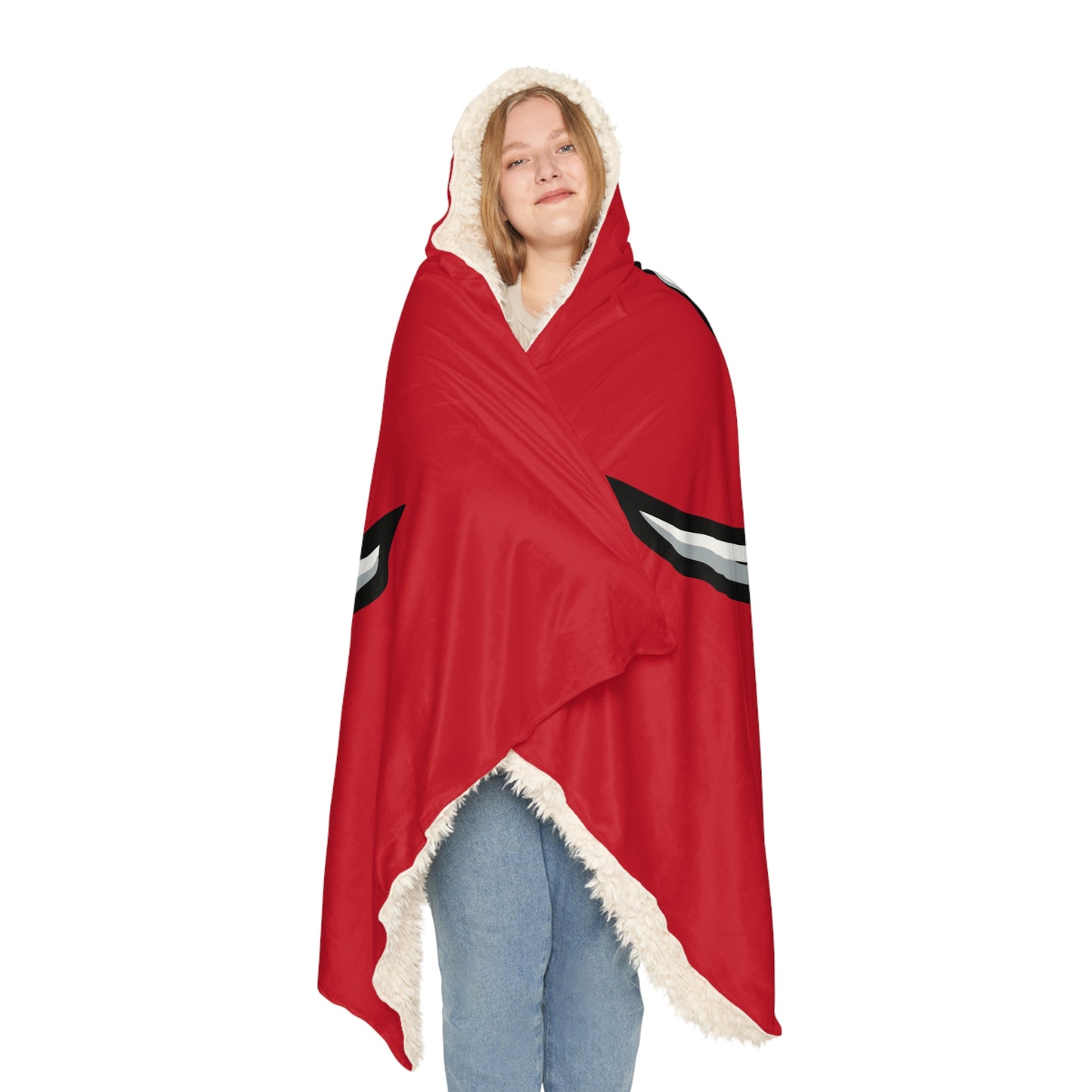 Skull and Crossed Swords with Football Hooded Blanket | Red Snuggle Blanket