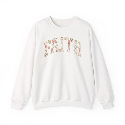Faith Floral Crewneck Sweatshirt — Women's Floral 'FAITH' Pullover