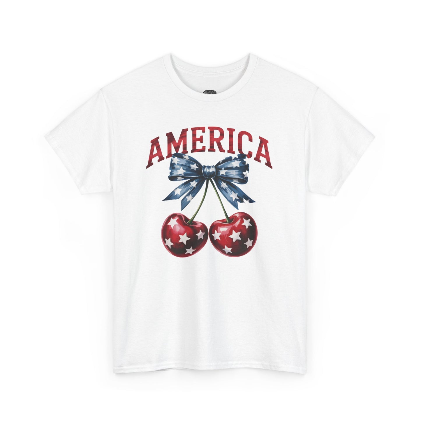 America Cherry Graphic Tee — Patriotic 4th of July Shirt
