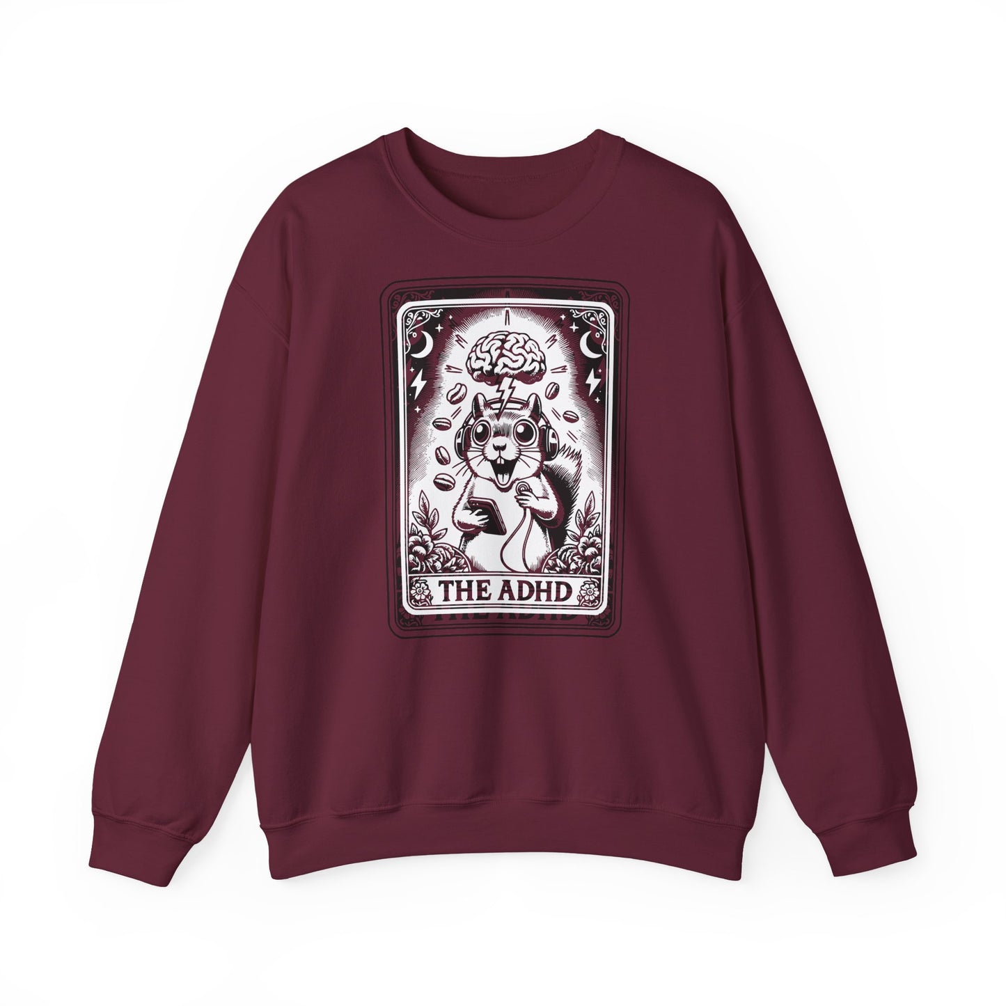 ADHD Tarot Card Squirrel sweatshirt | Crewneck, Psychedelic Brain Illustration