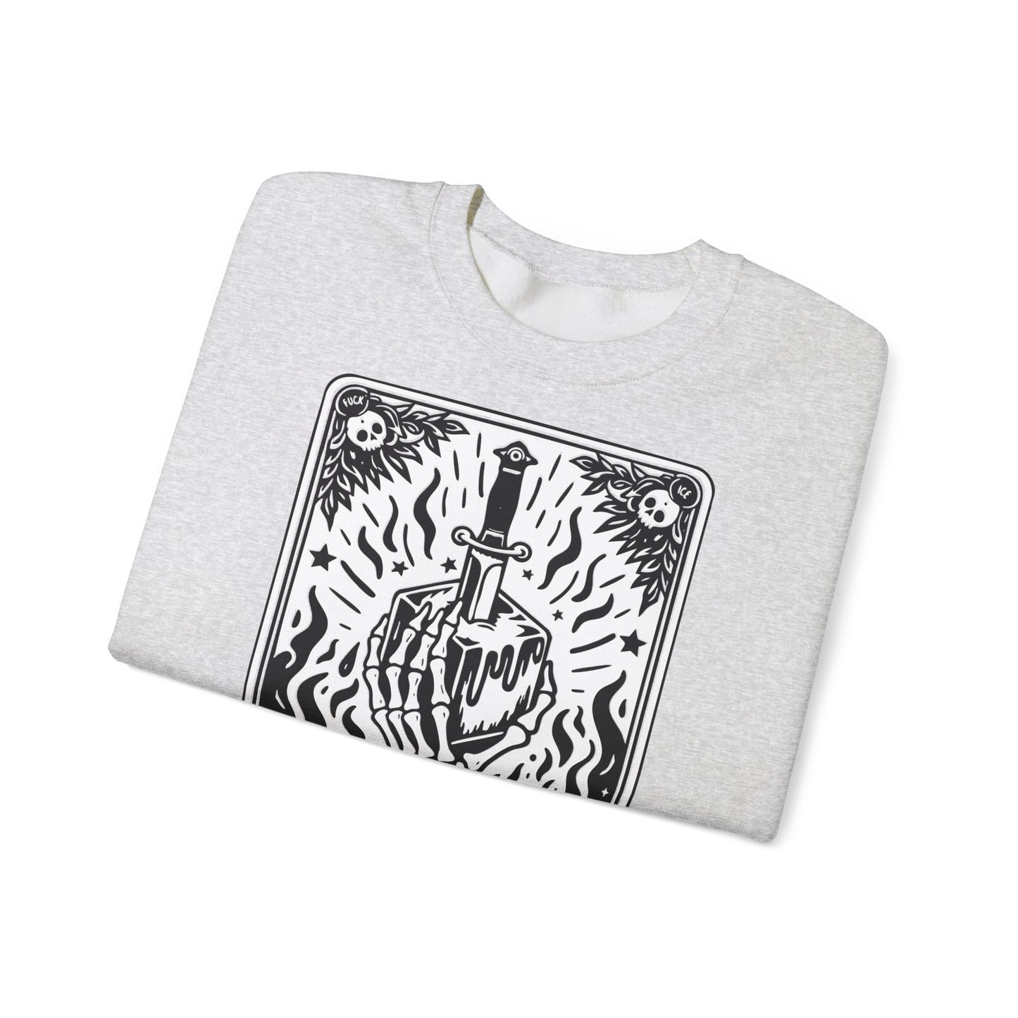 The Anti-Ice tarot dagger illustration Sweatshirt | Occult skeleton art