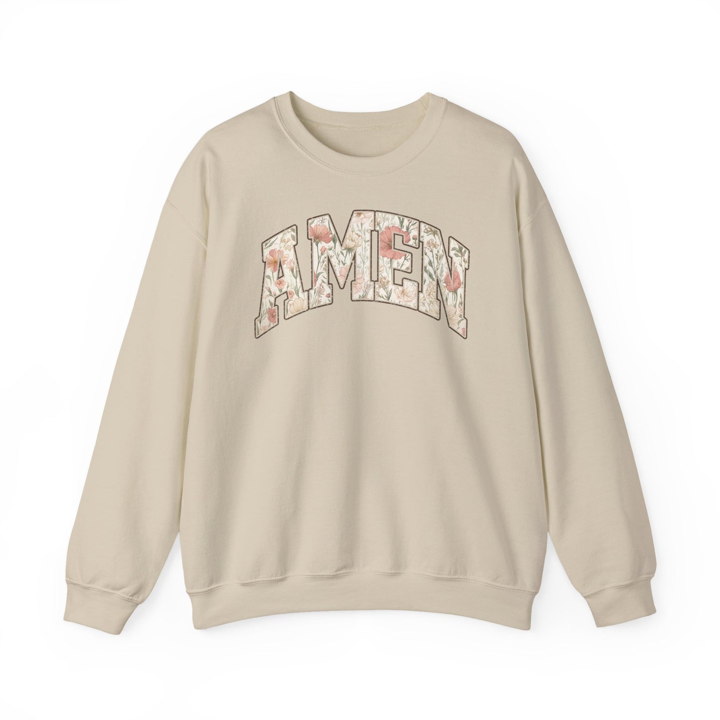 Amen Floral Crewneck Sweatshirt — Women's Spiritual Floral Graphic Sweatshirt
