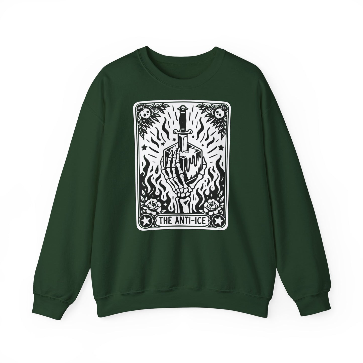 The Anti-Ice tarot dagger illustration Sweatshirt | Occult skeleton art