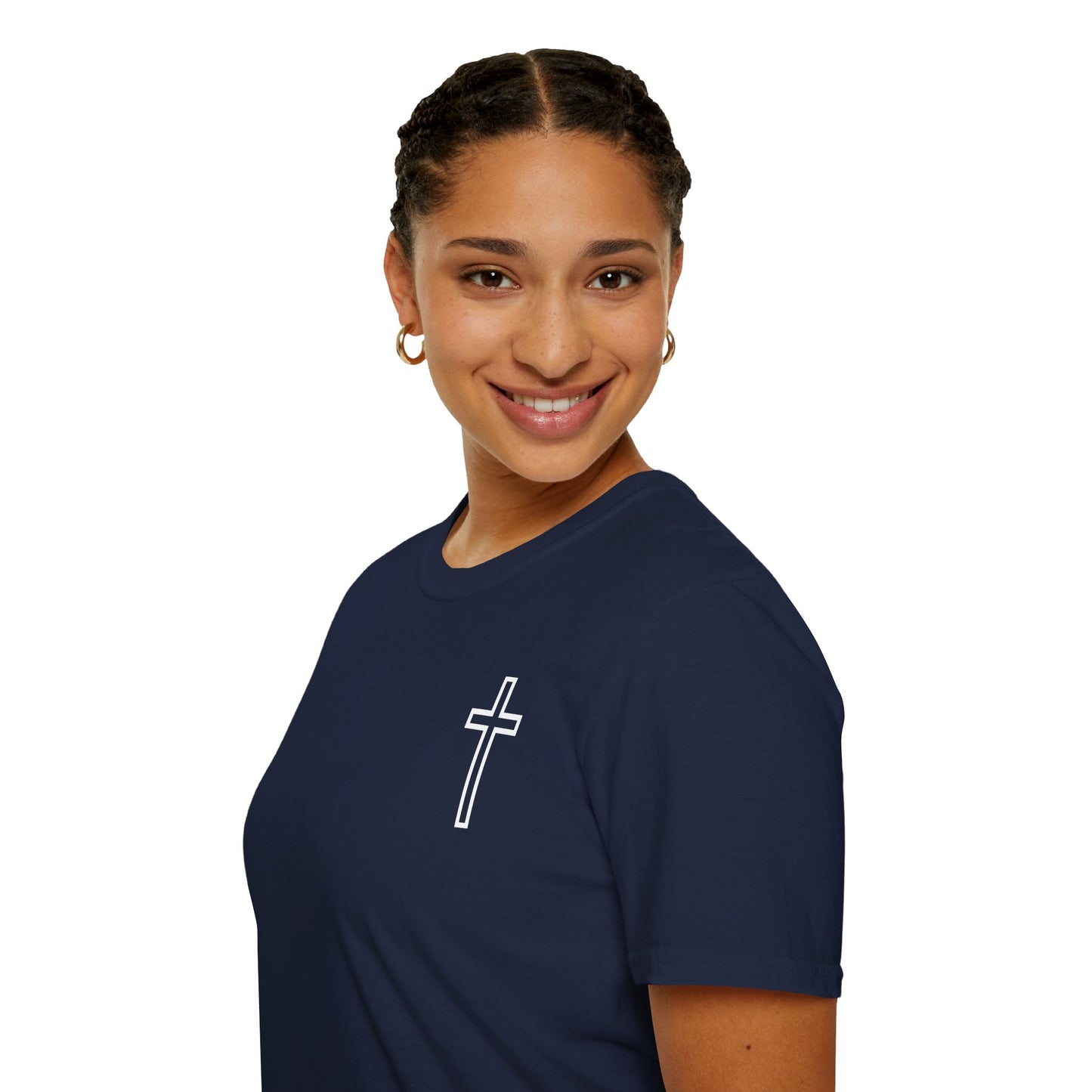 Blessed Through the Storm Christian T-Shirt — Women’s Faith Cross Tee