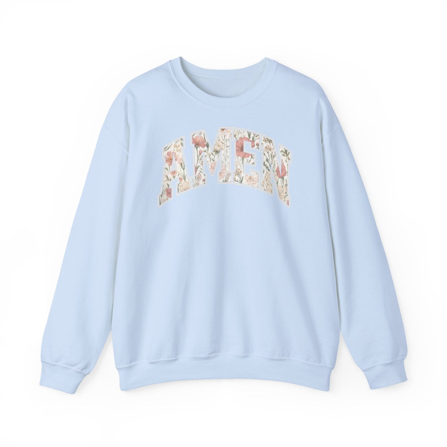 Floral 'AMEN' Crewneck Sweatshirt — Vintage Script Christian Prayer Pullover