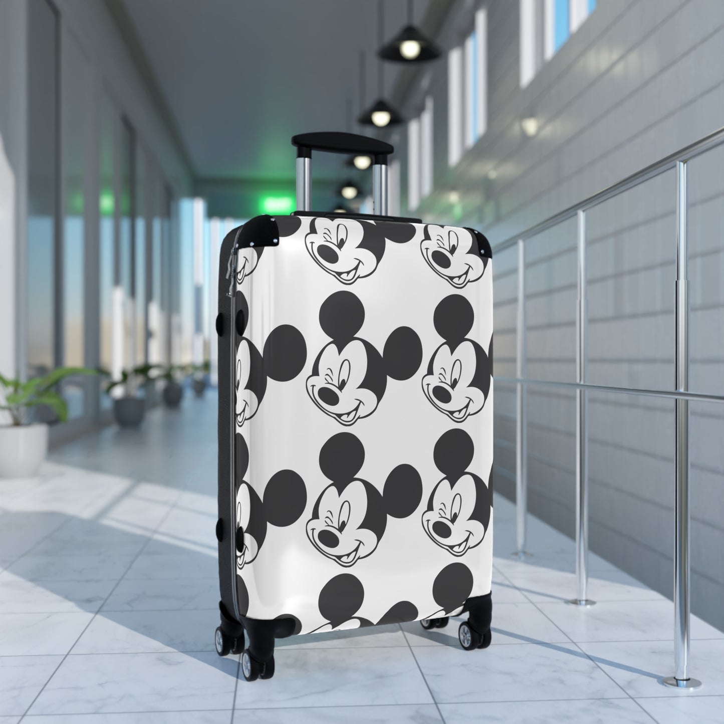 Retro Mickey Mouse Pattern Suitcase | Cartoon Travel Luggage