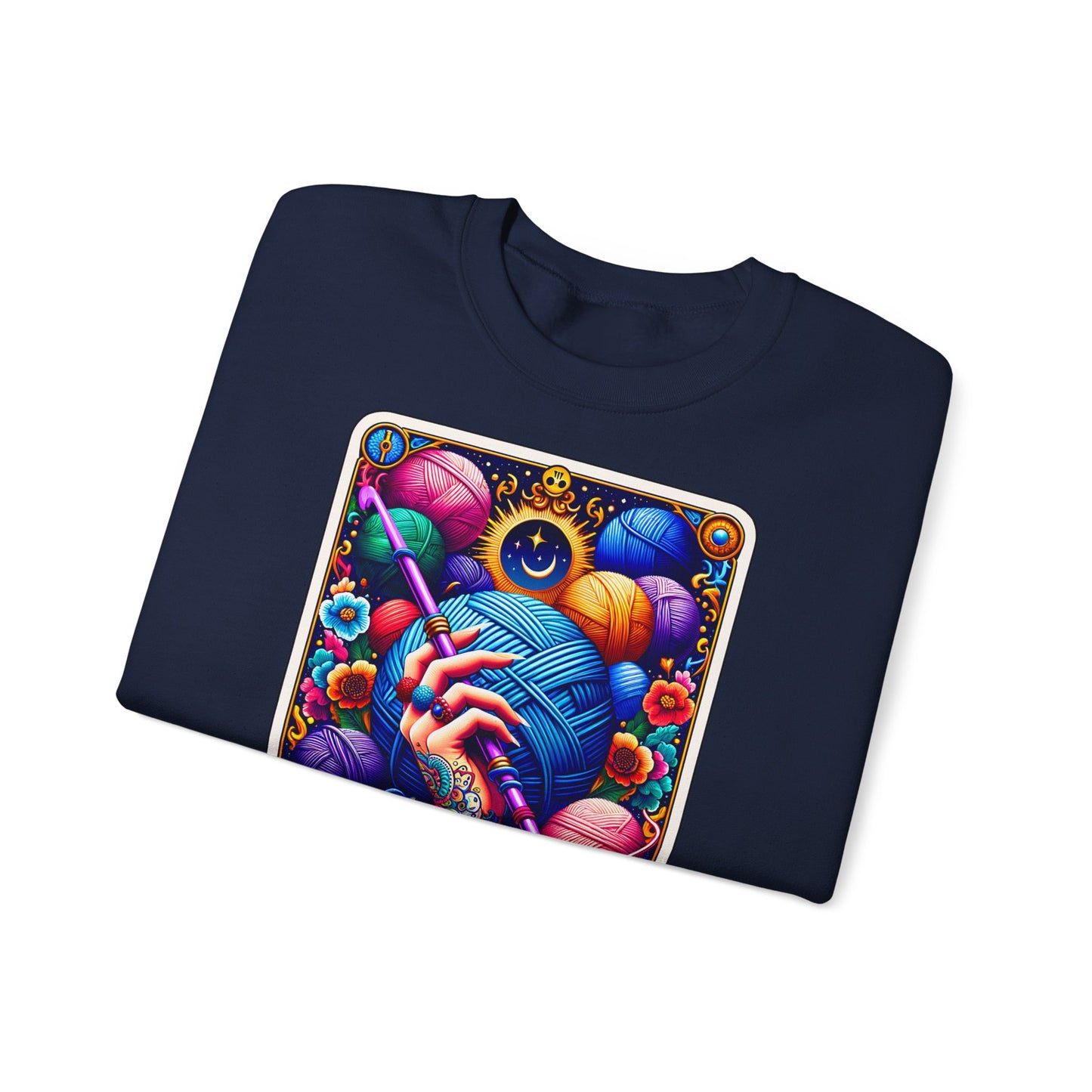 The Hooker knitting tarot art Crewneck Sweatshirt | yarn, crochet, colorful