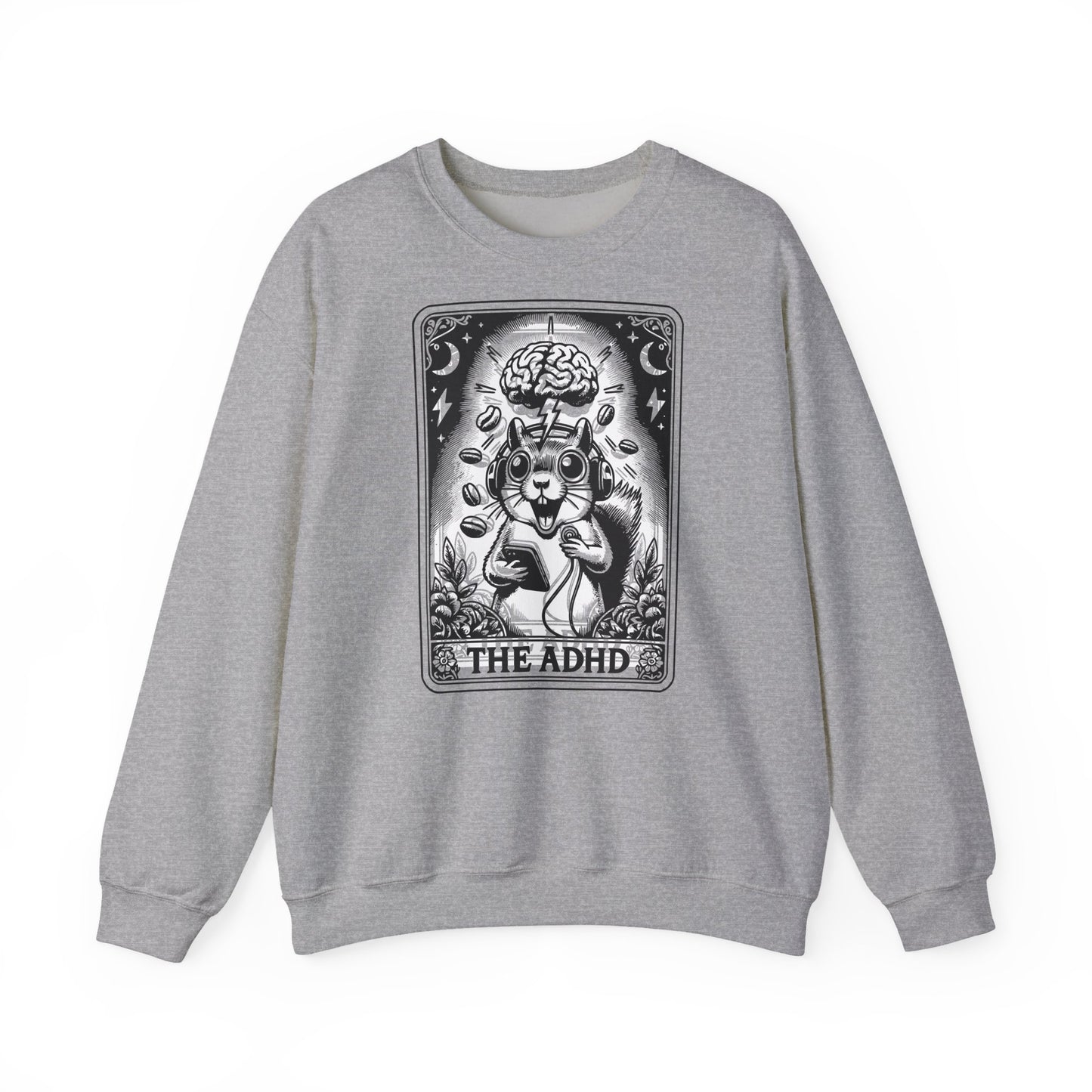 ADHD Tarot Card Squirrel sweatshirt | Crewneck, Psychedelic Brain Illustration