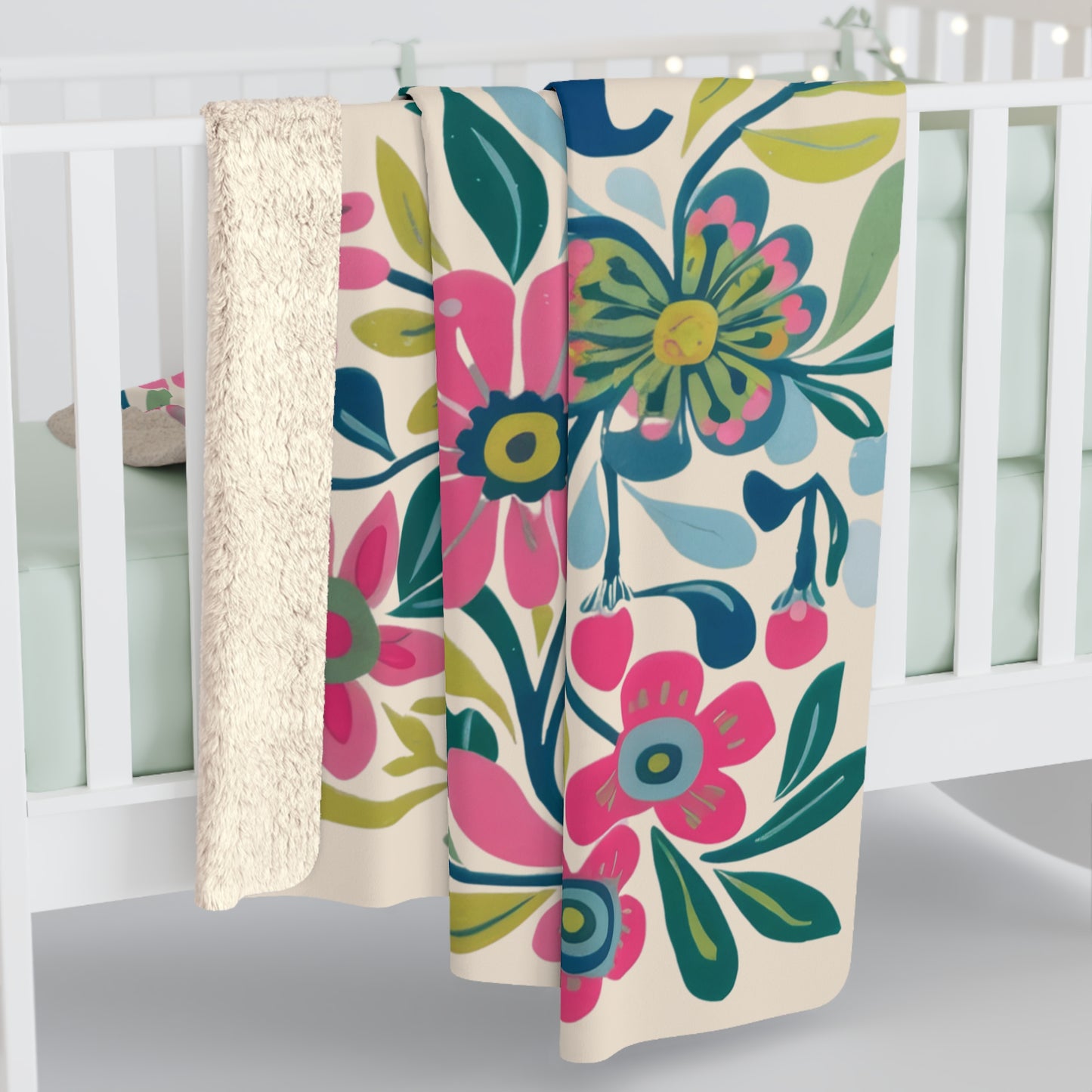 Amen Floral Typography Sherpa Blanket | Floral Scripture Blanket