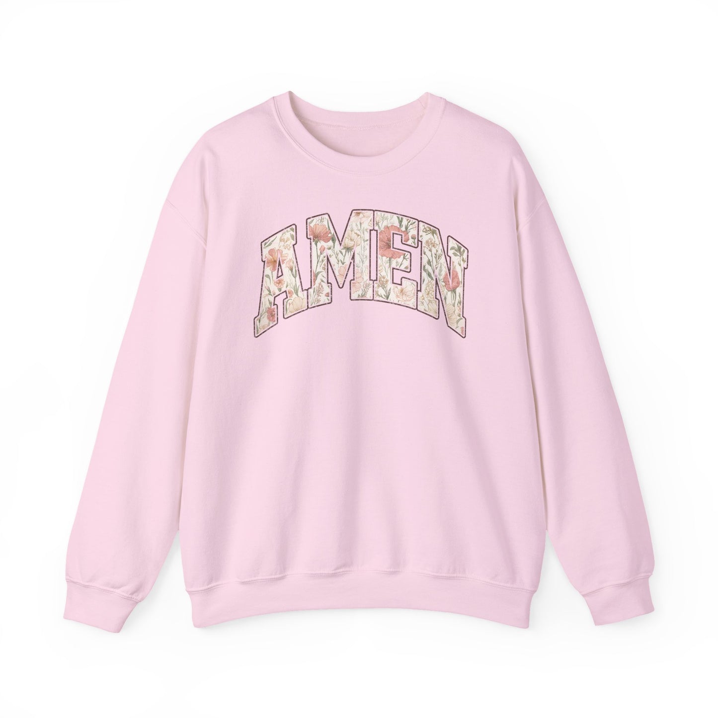 Amen Floral Crewneck Sweatshirt — Women's Spiritual Floral Graphic Sweatshirt