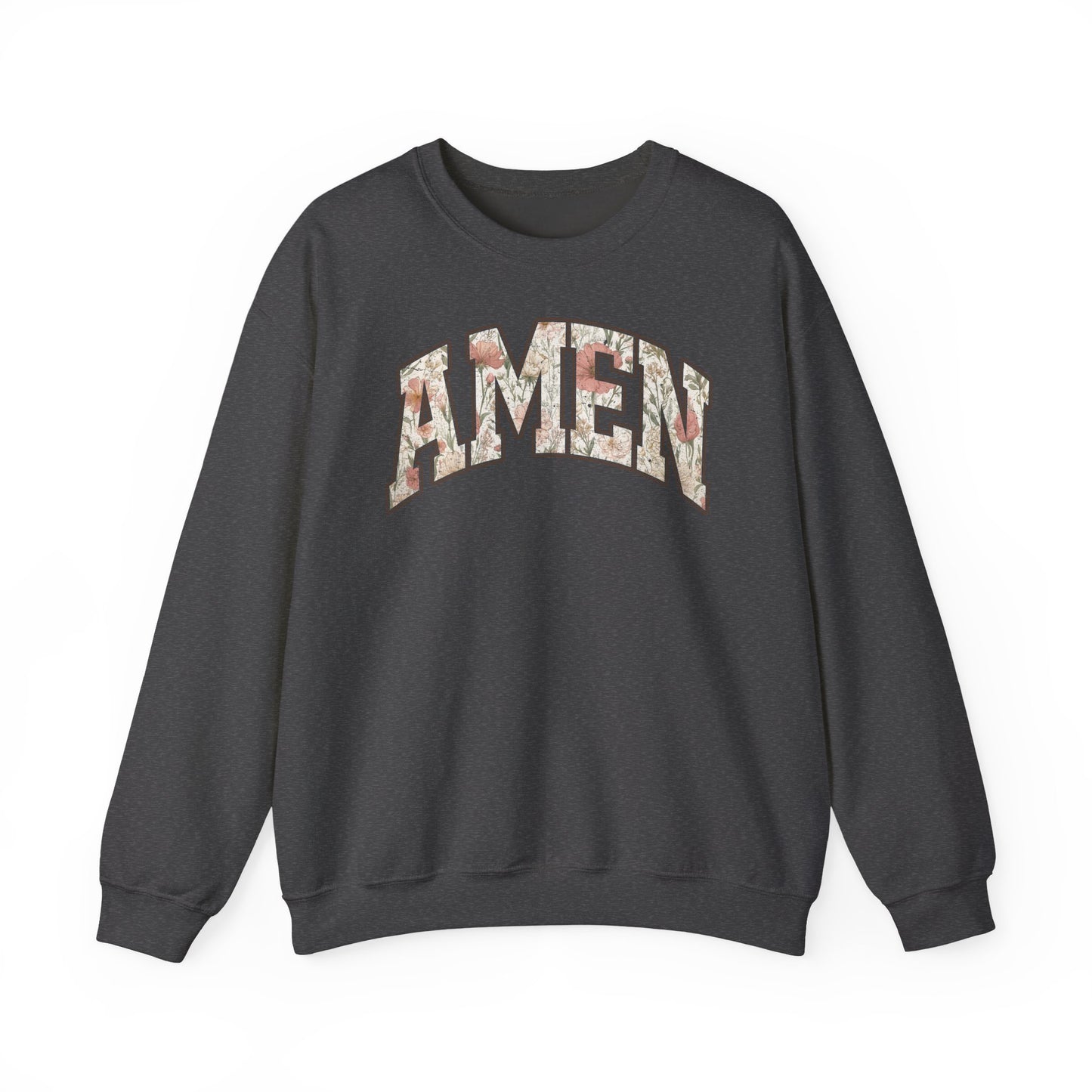 Amen Floral Crewneck Sweatshirt — Women's Spiritual Floral Graphic Sweatshirt