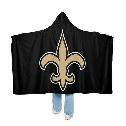 Fleur-de-lis Snuggle Blanket | Hooded Throw, Black and Gold