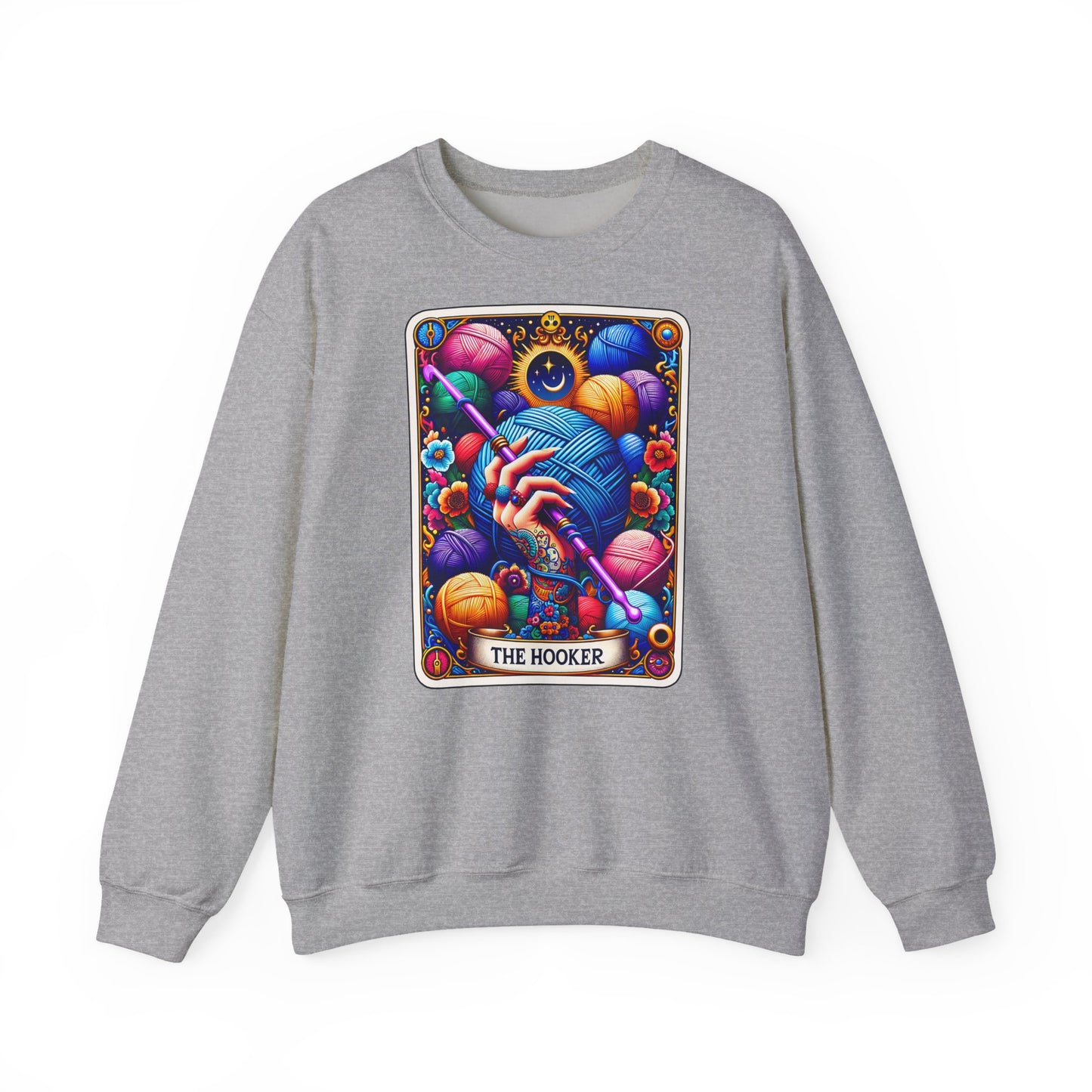The Hooker knitting tarot art Crewneck Sweatshirt | yarn, crochet, colorful