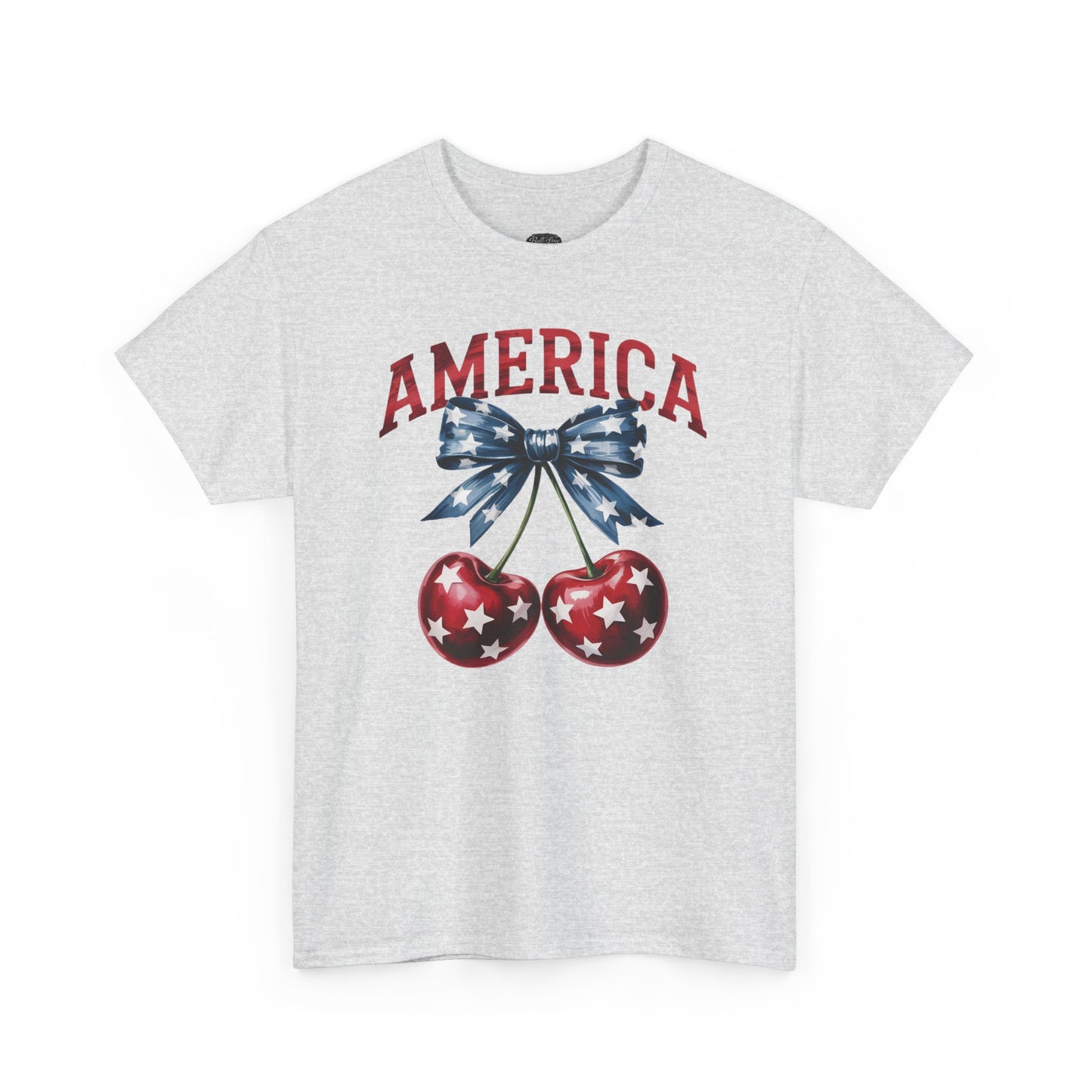 America Cherry Graphic Tee — Patriotic 4th of July Shirt