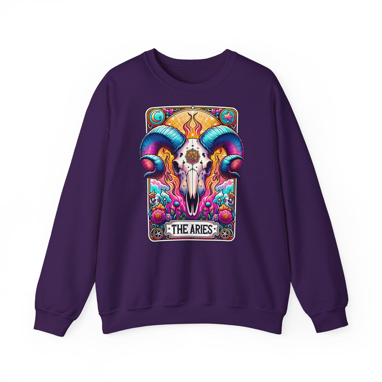 Aries Ram Skull Illustration Crewneck Sweatshirt | Zodiac Astrology