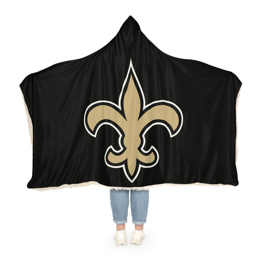 Fleur-de-lis Snuggle Blanket | Hooded Throw, Black and Gold