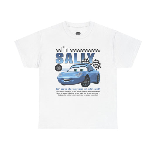 I'm Sally Car Graphic Tee — Kids' Blue Racing Cartoon T-Shirt