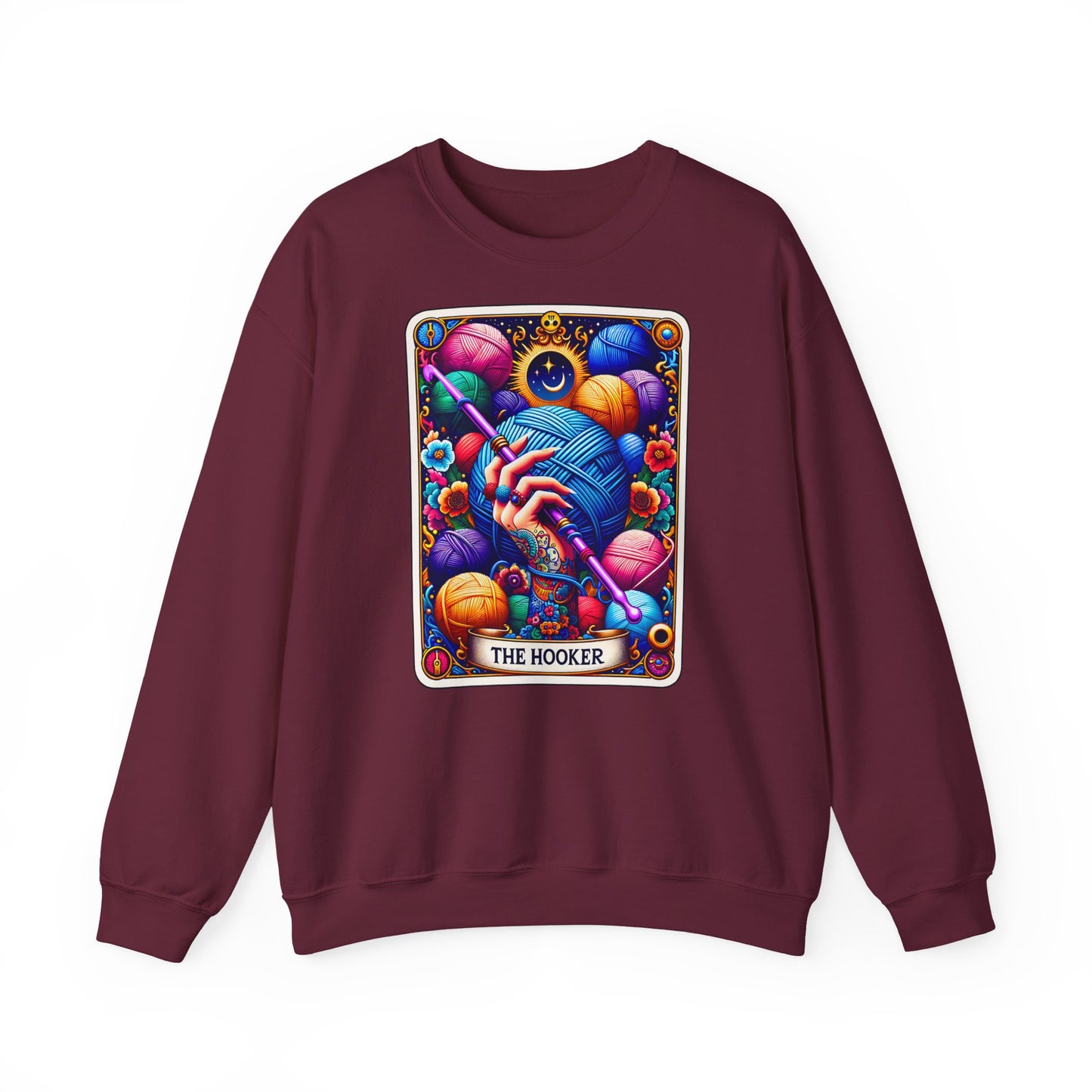 The Hooker knitting tarot art Crewneck Sweatshirt | yarn, crochet, colorful