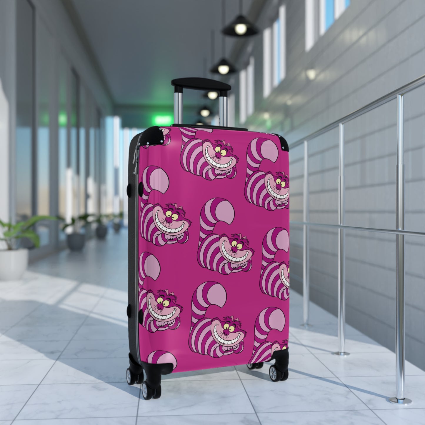 Cheshire Cat Pattern Suitcase | Pink Travel Luggage