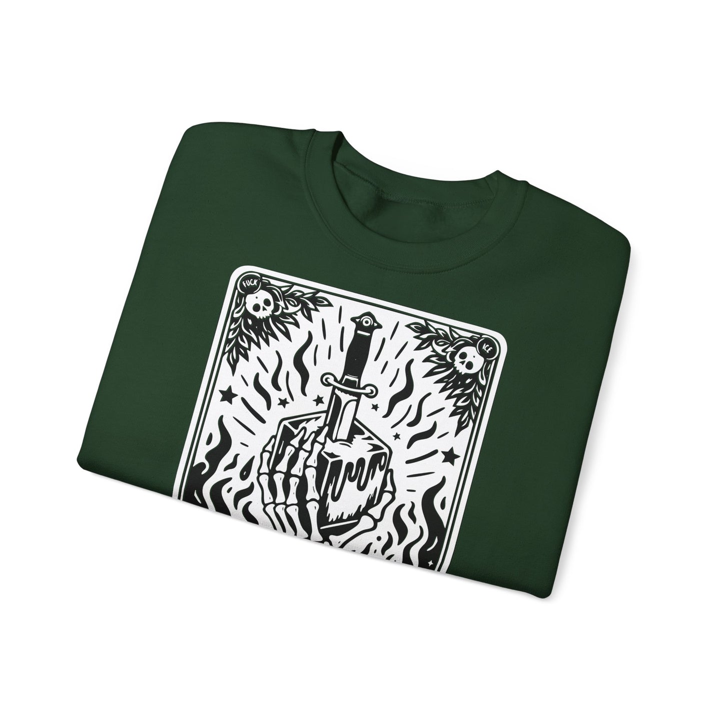 The Anti-Ice tarot dagger illustration Sweatshirt | Occult skeleton art