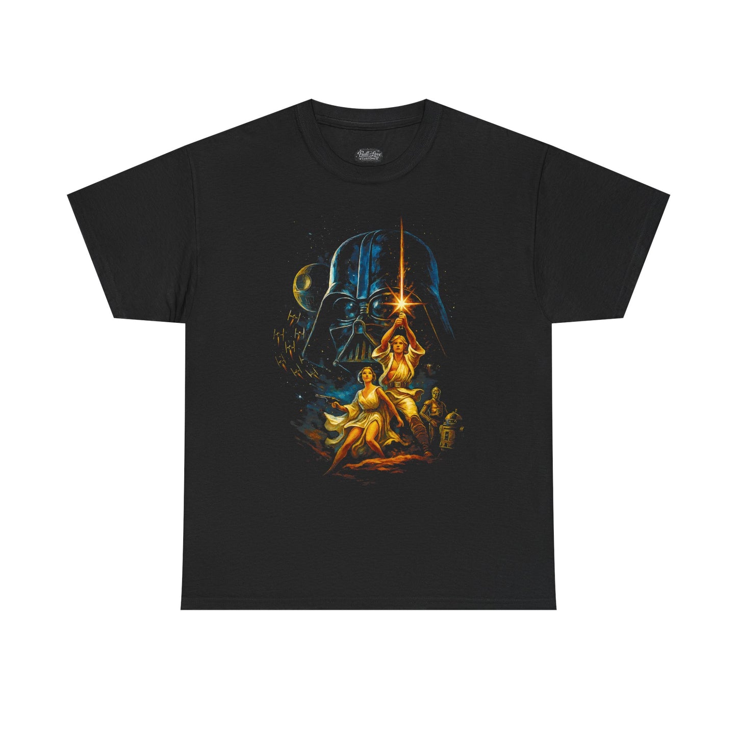 Star Wars Movie Poster Tee | Retro Darth Vader, Luke & Leia Artwork