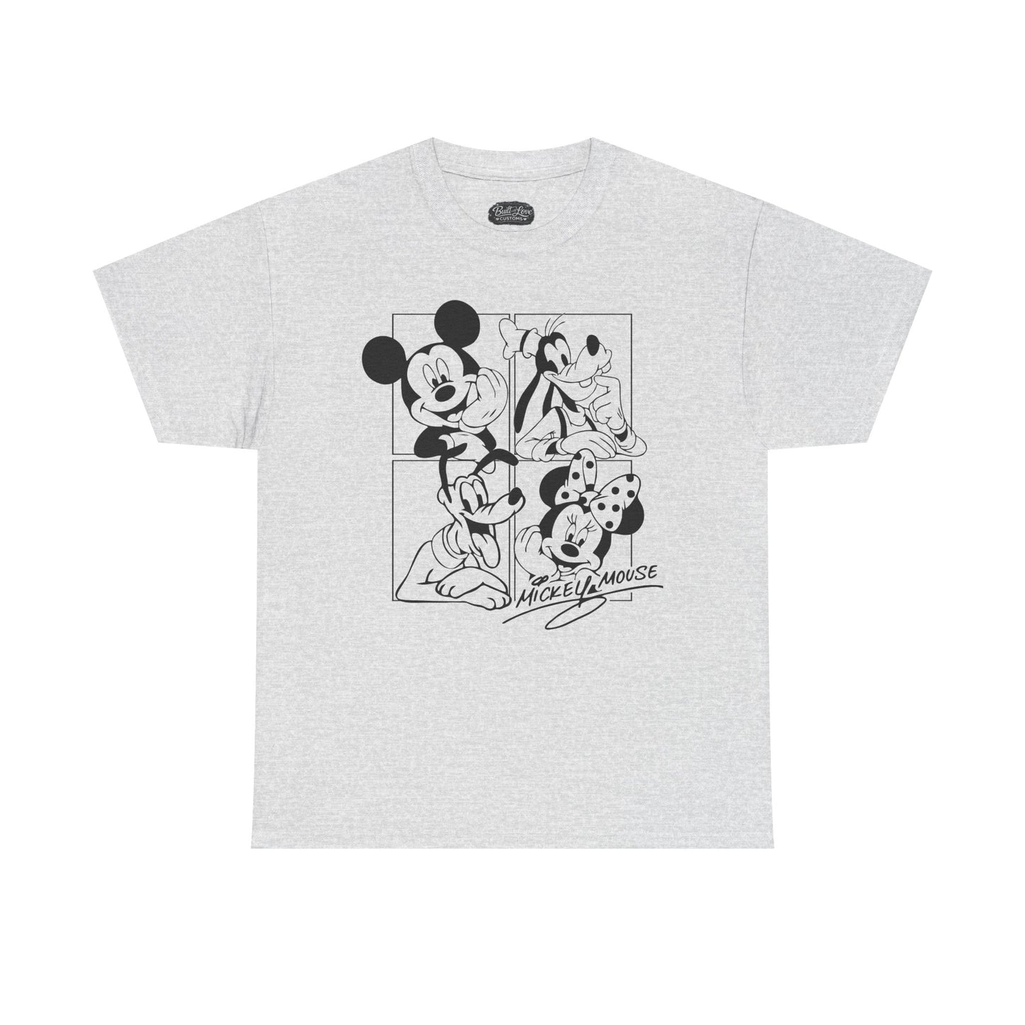 Classic Cartoon Characters T-Shirt | Black Line Art Tee
