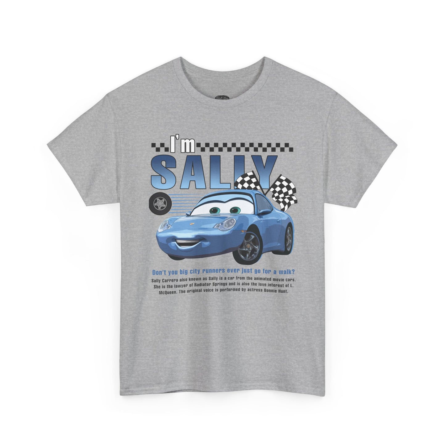 I'm Sally Car Graphic Tee — Kids' Blue Racing Cartoon T-Shirt