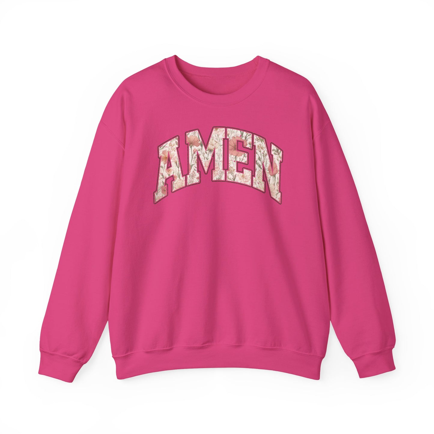 Amen Floral Crewneck Sweatshirt — Women's Spiritual Floral Graphic Sweatshirt