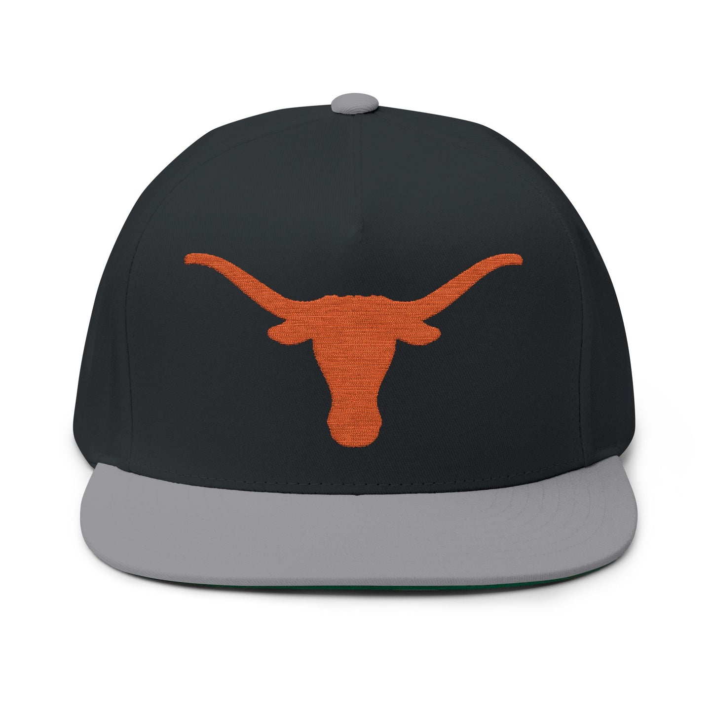 Longhorn Skull Orange Embroidered Flat Bill Cap | Snapback Hat