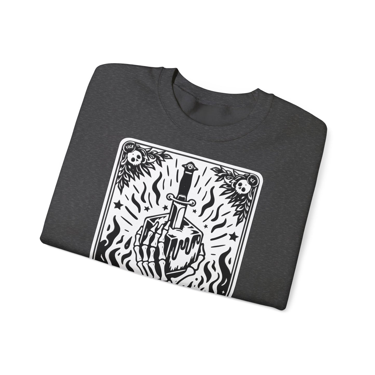 The Anti-Ice tarot dagger illustration Sweatshirt | Occult skeleton art