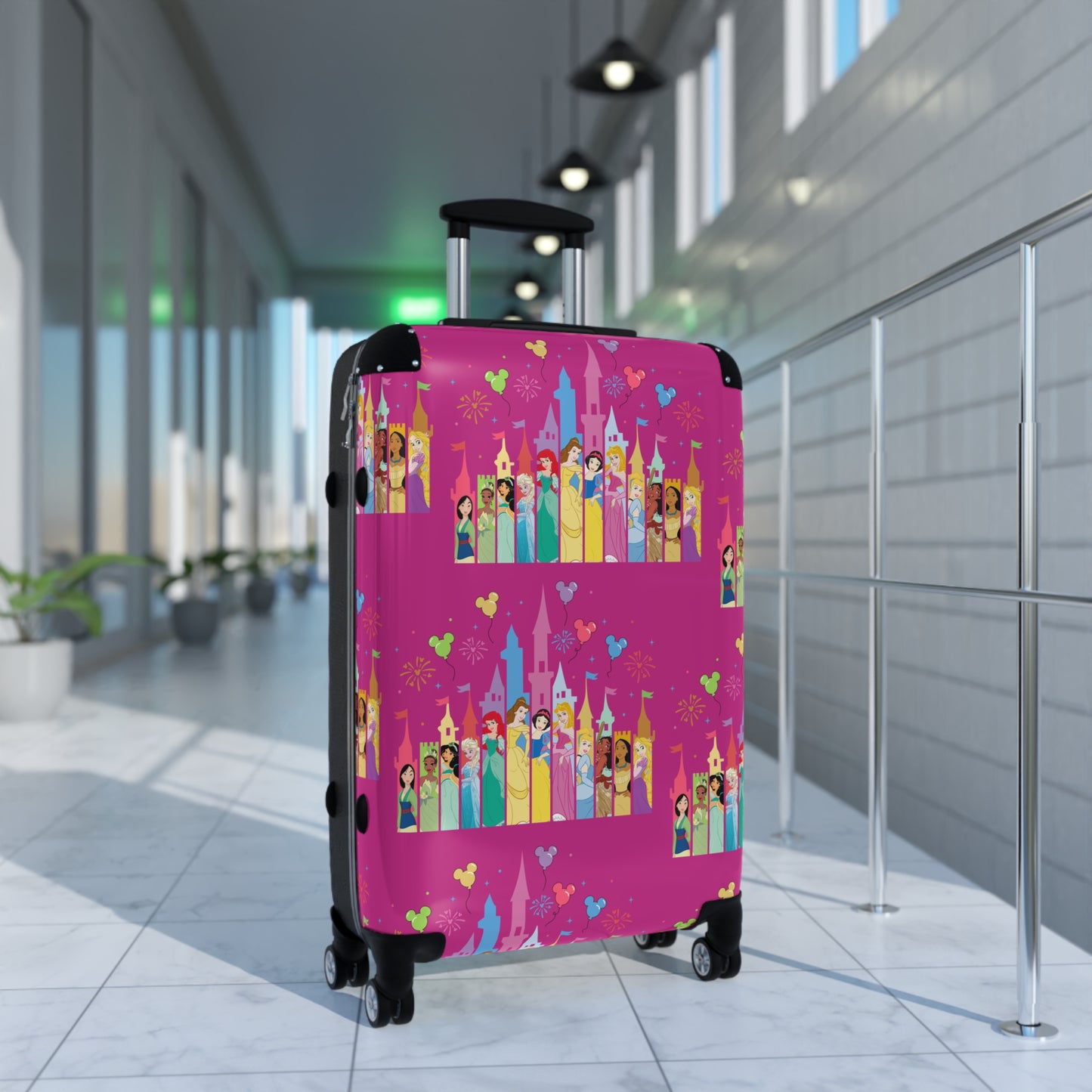 Princess Castle Pattern Suitcase | Pink Travel Luggage